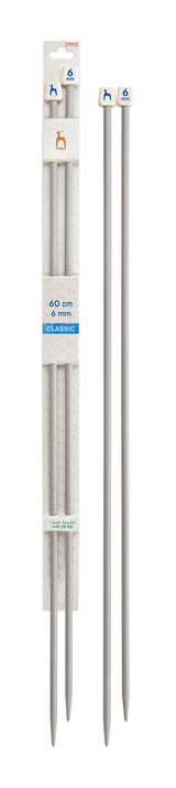 Pony Classic Aluminium Single Pointed Knitting Needles – 35, 40 & 60 cm, 60 cm, 6.00 mm