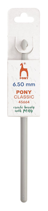 Pony Classic Plastic Crochet Hooks – 15cm - A 6.50 mm Pony Classic embroidery thread needle in its original white cardboard packaging, featuring the orange and green Pont brand logo.