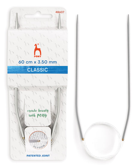 Pony Classic Fixed Circular Knitting Needles – 40, 60, 80 & 100 cm, 60 cm, 3.50 mm