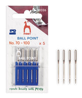 Pony Sewing Machine Needles, Ball Point, No. 70–100 / 5 pcs