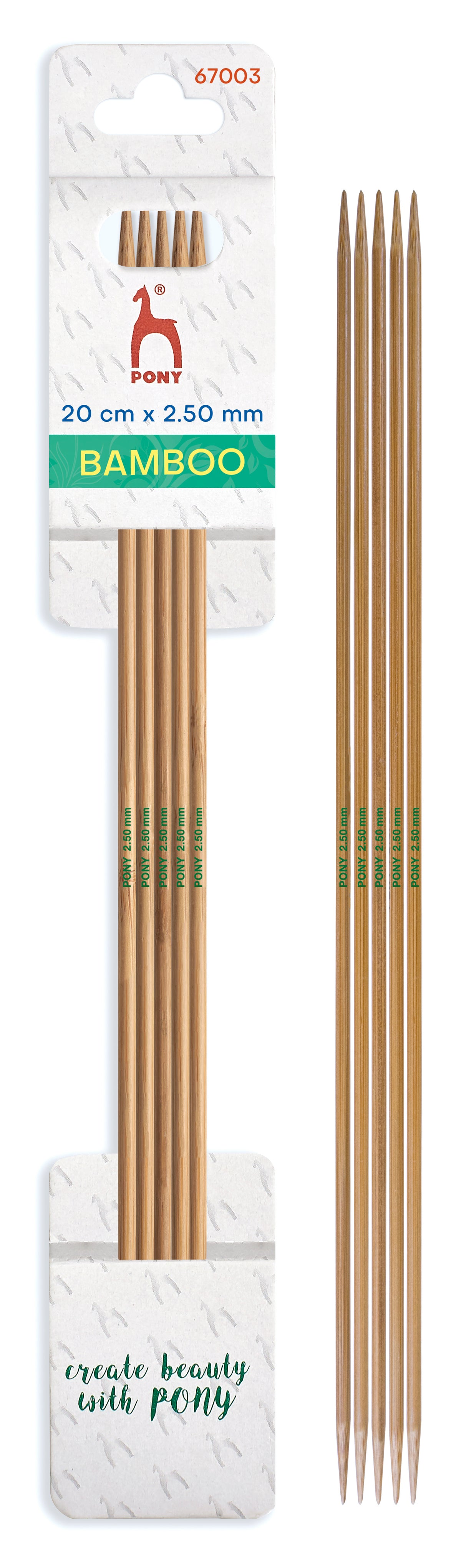 Pony Bamboo Double Pointed Knitting Needles – 20 cm, 2.50 mm