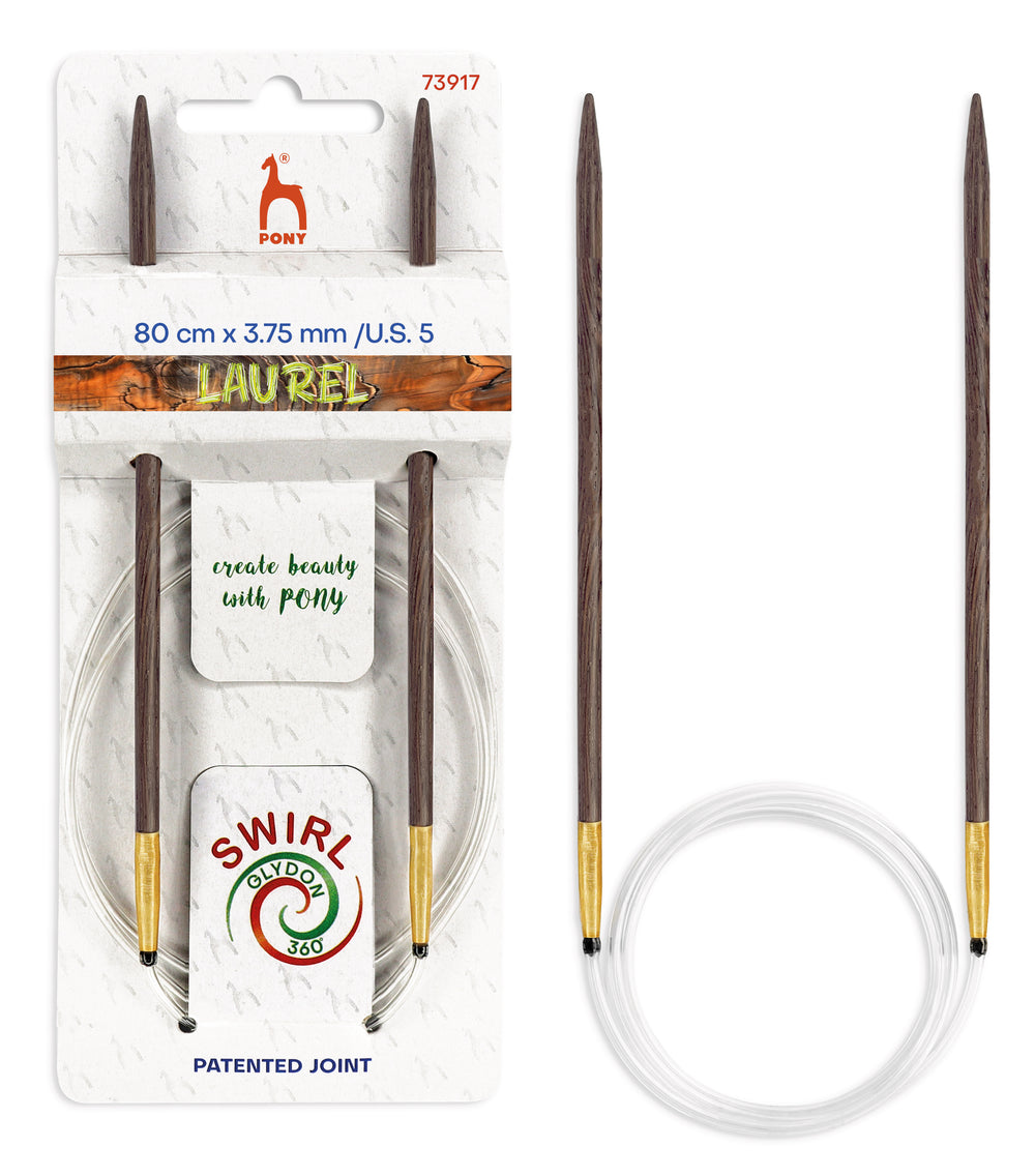 Pony Laurel 360° Glydon Swirl Fixed Circular Knitting Needles – 80 cm, 3.75 mm