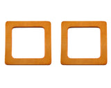 Circulo Square Wooden Handle for Bag, 14 x 14 cm- 1 pair - Two square wooden frames on a white background