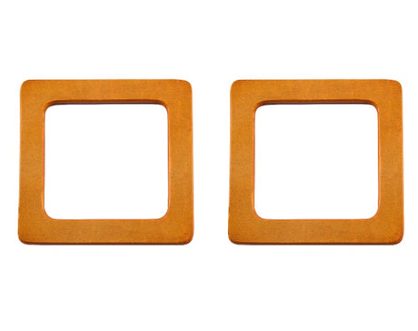 Circulo Square Wooden Handle for Bag, 14 x 14 cm- 1 pair - Two square wooden frames on a white background