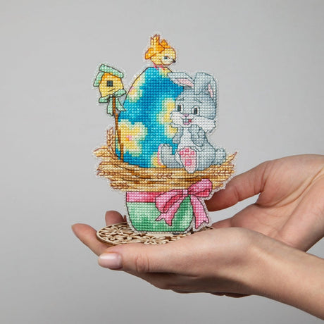 Easter Bunny cross-stitch kit featuring plastic canvas.