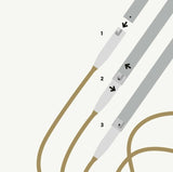 addiClick Basic Cord 60–100 cm | Interchangeable Cable 659-7 - Close-up of a cable with connectors on a white background
