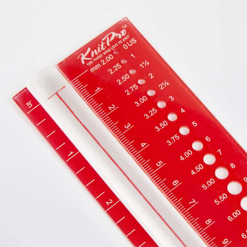 Needle View Sizer Rectangle by KnitPro, clear sizing.